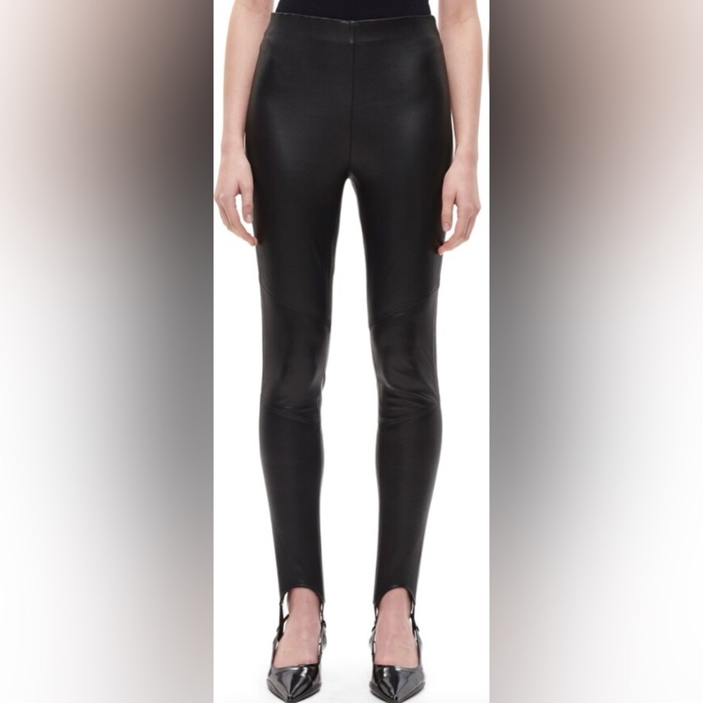 Shoreditch Ski Club Skye High Waist Leather Stirrup Leggings Size Small NWT